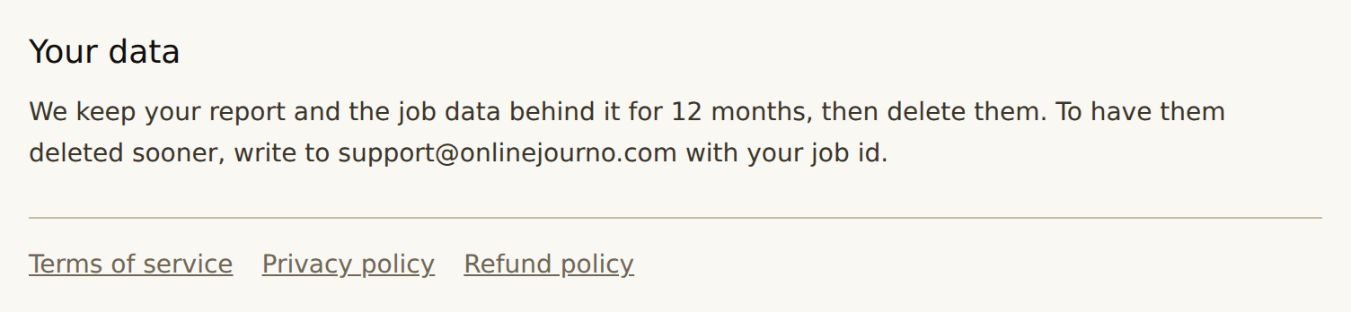 The refund policy is linked at the foot of the buy page.
