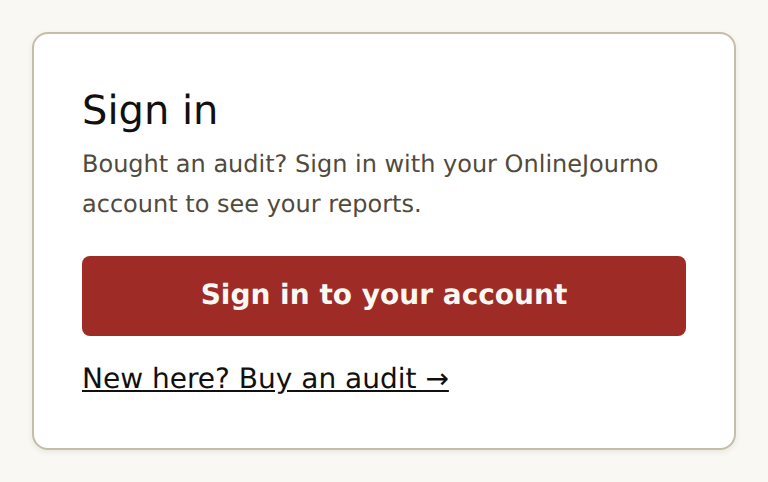 Coming back later? Sign in to your account from the sign-in page to see your audits and reports.